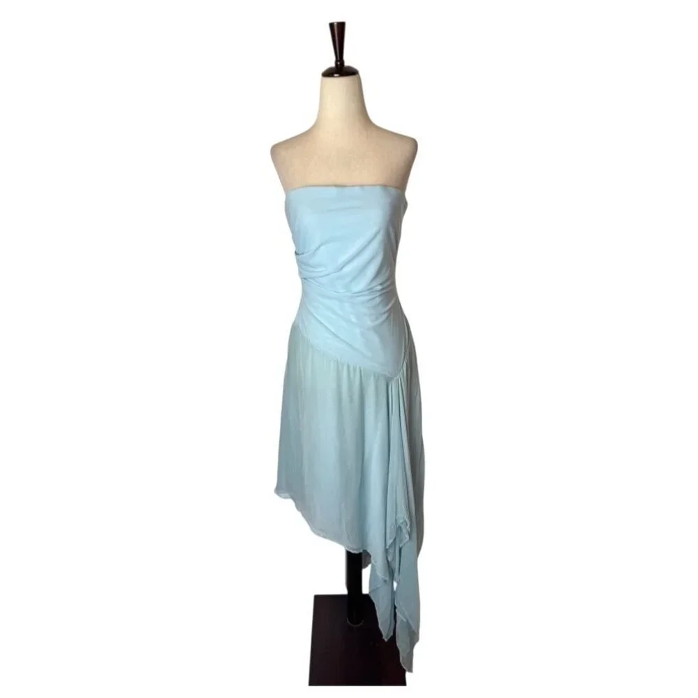 Bec+Bridge‎ Dress Women 10 Dolphin Blue  Elzette Strapless Asymmetric Midi NWT